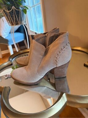 Taupe Suede Women’s Ankle Booties- Stylish Heel